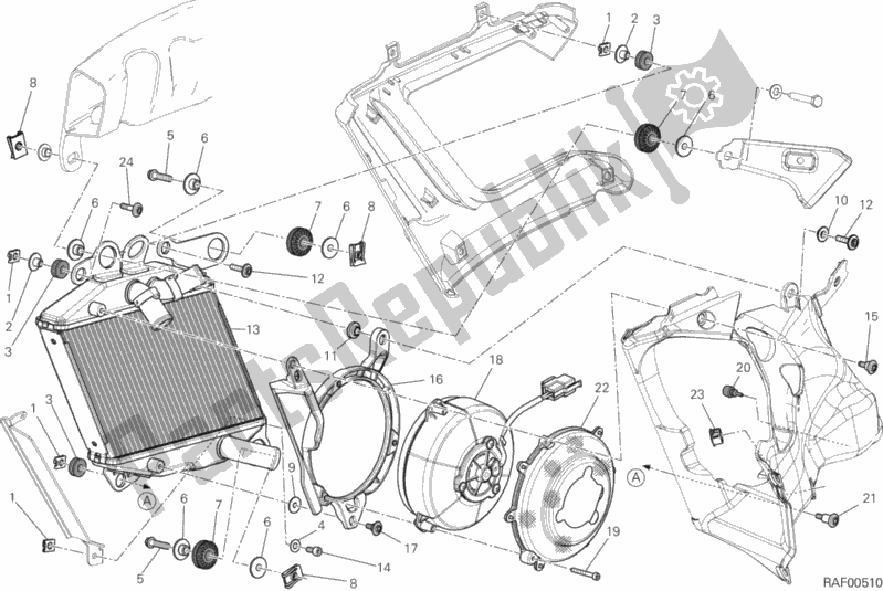 Todas as partes de Radiador, água, Rh do Ducati Diavel Carbon FL Thailand-Brasil 1200 2015